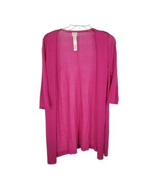 Chico’s Pink Cardigan Size 2 Coastal Grandma Barbiecore Lightweight Duster L/12